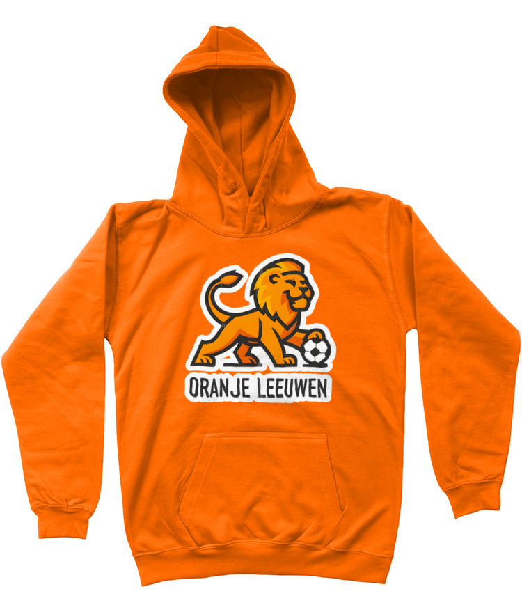 Oranjekleurige kinderhoodie met Oranje Leeuw