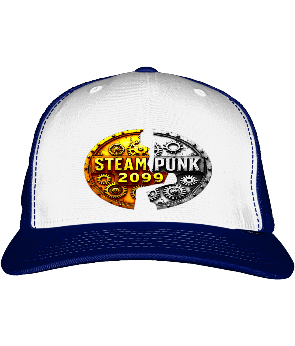 Snapback Trucker Cap #001 Steampunk 2099- silver/gold logo